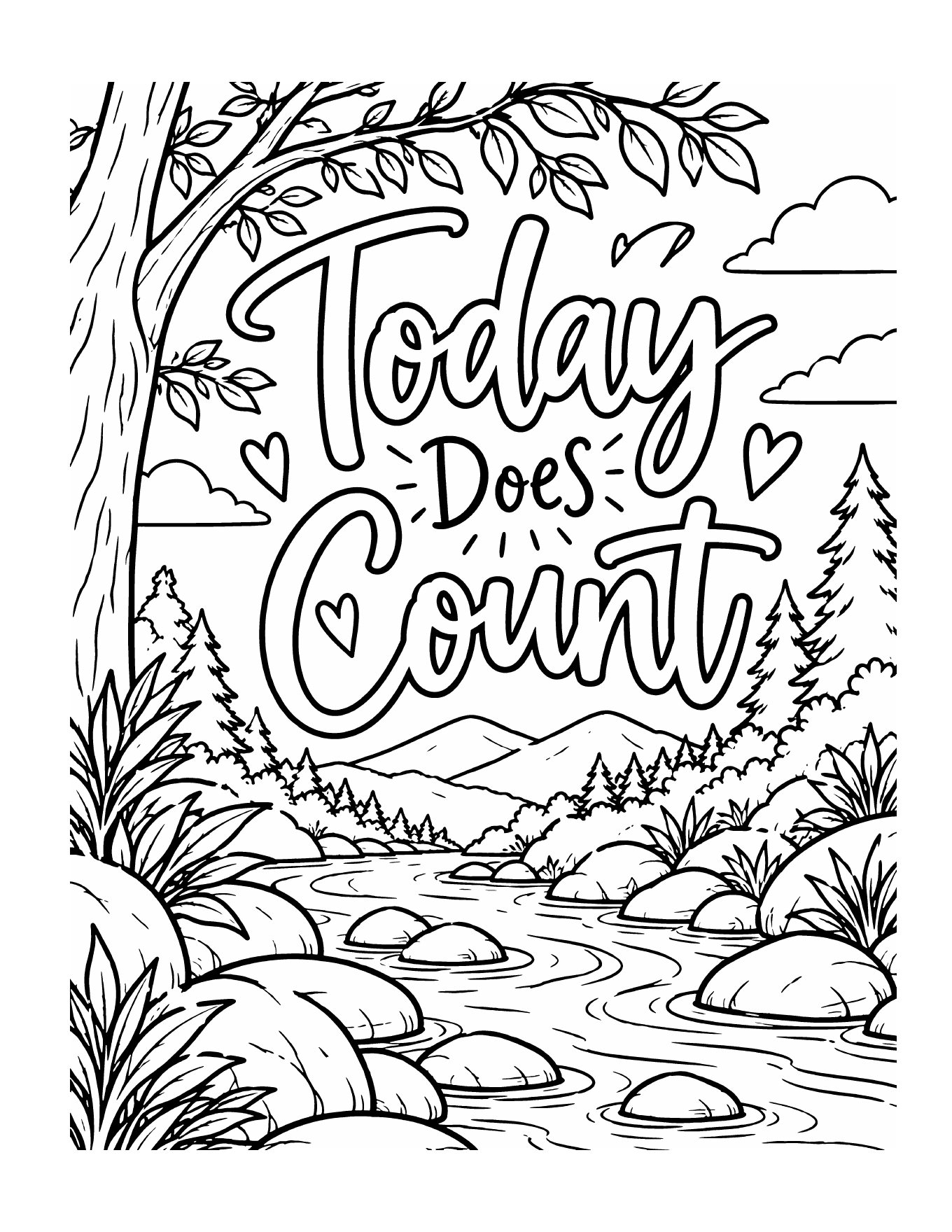 Today Does Count coloring page from Be Real: A Feel-Good Coloring Book