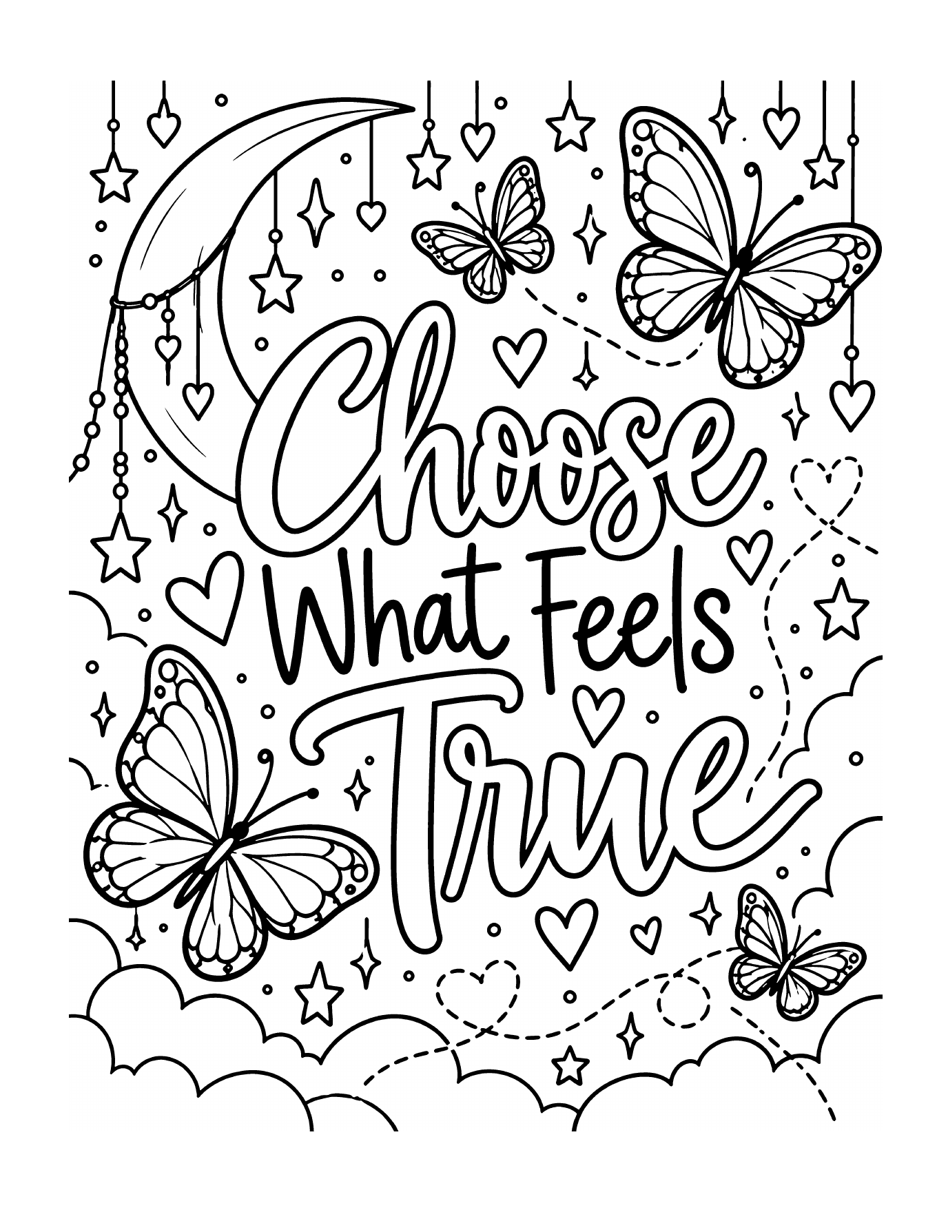 Choose What Feels True coloring page from Be Real: A Feel-Good Coloring Book